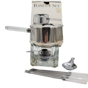 VTG Roshco Fondue Set Stainless Steel Glass‎ Block with box